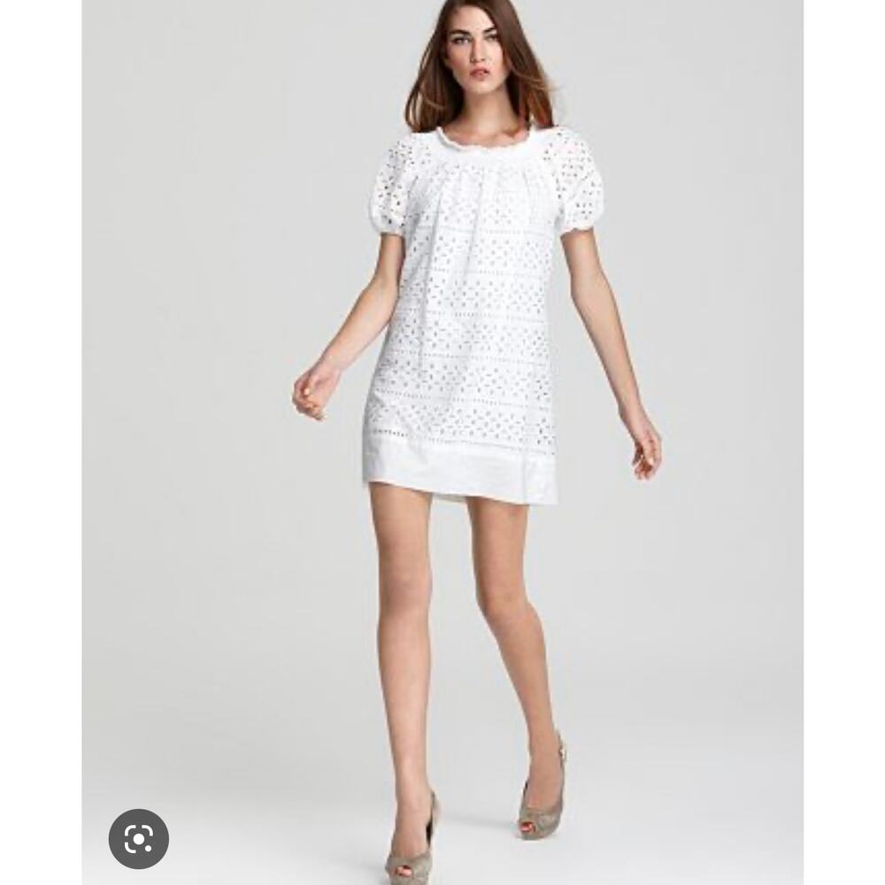 Max & Cleo Isabella Eyelet white mini Dress size Medium
